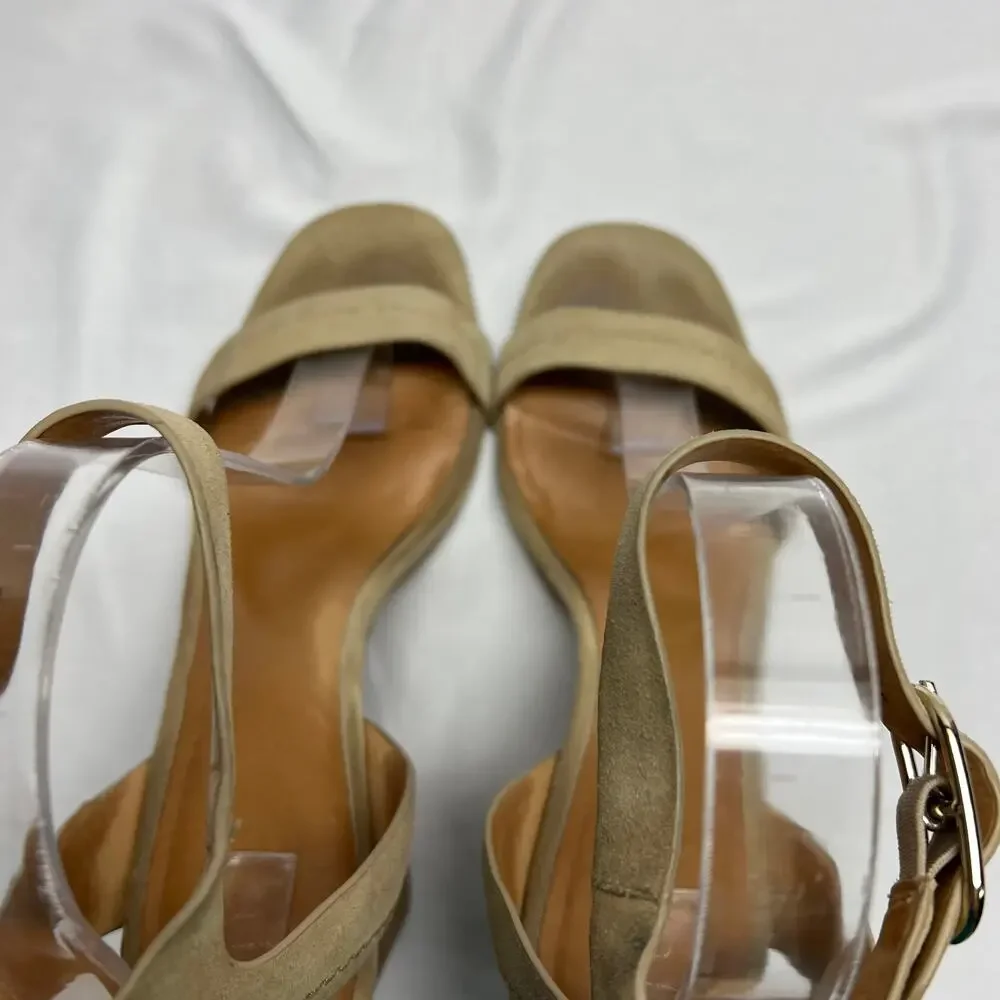 Joie Okaba Suede Stacked Heel Sand Tan Sandals 39 - Picture 4 of 10